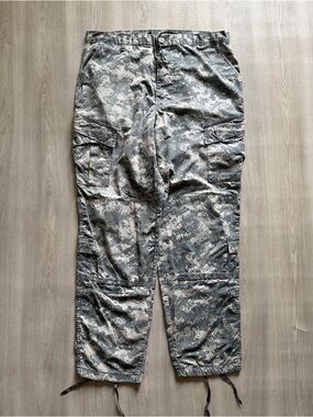 Vintage Y2K Combat Digital Camo Cargo Trousers Sz Large Long
